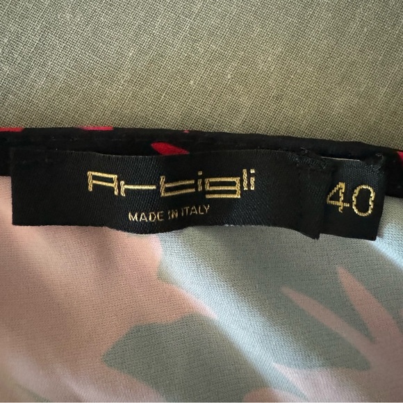 ARTIGLI Bold Floral Print Mini Dress Silky Polyester Made In Italy Size 40 (4) - Picture 2 of 16